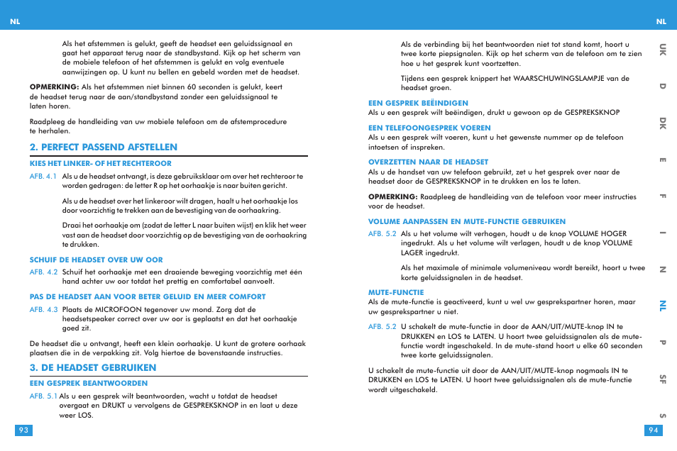 Perfect passend afstellen, De headset gebruiken | Plantronics M 3000 User Manual | Page 47 / 69