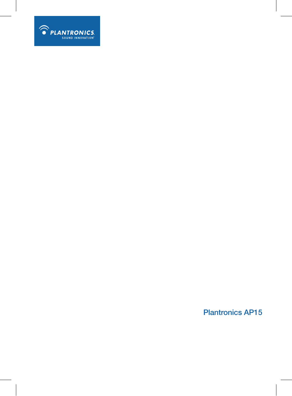 Plantronics AP15 User Manual | 8 pages