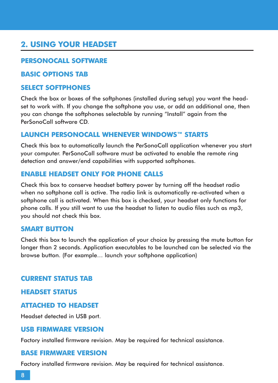 Using your headset | Plantronics CS60-USB DECT User Manual | Page 9 / 21