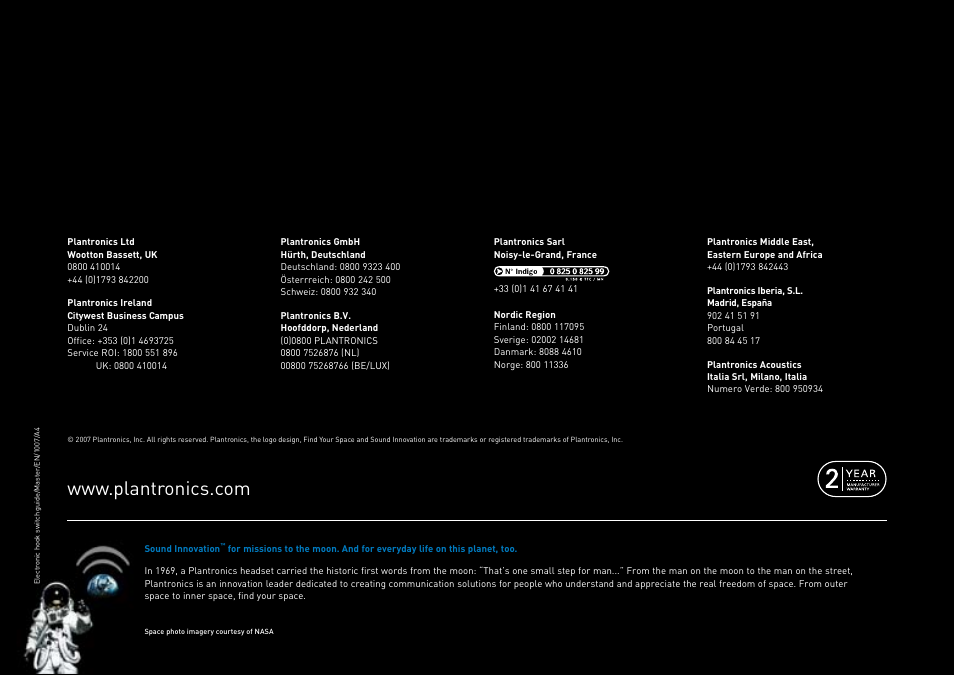 Plantronics VOYAGER CS60 User Manual | Page 17 / 17