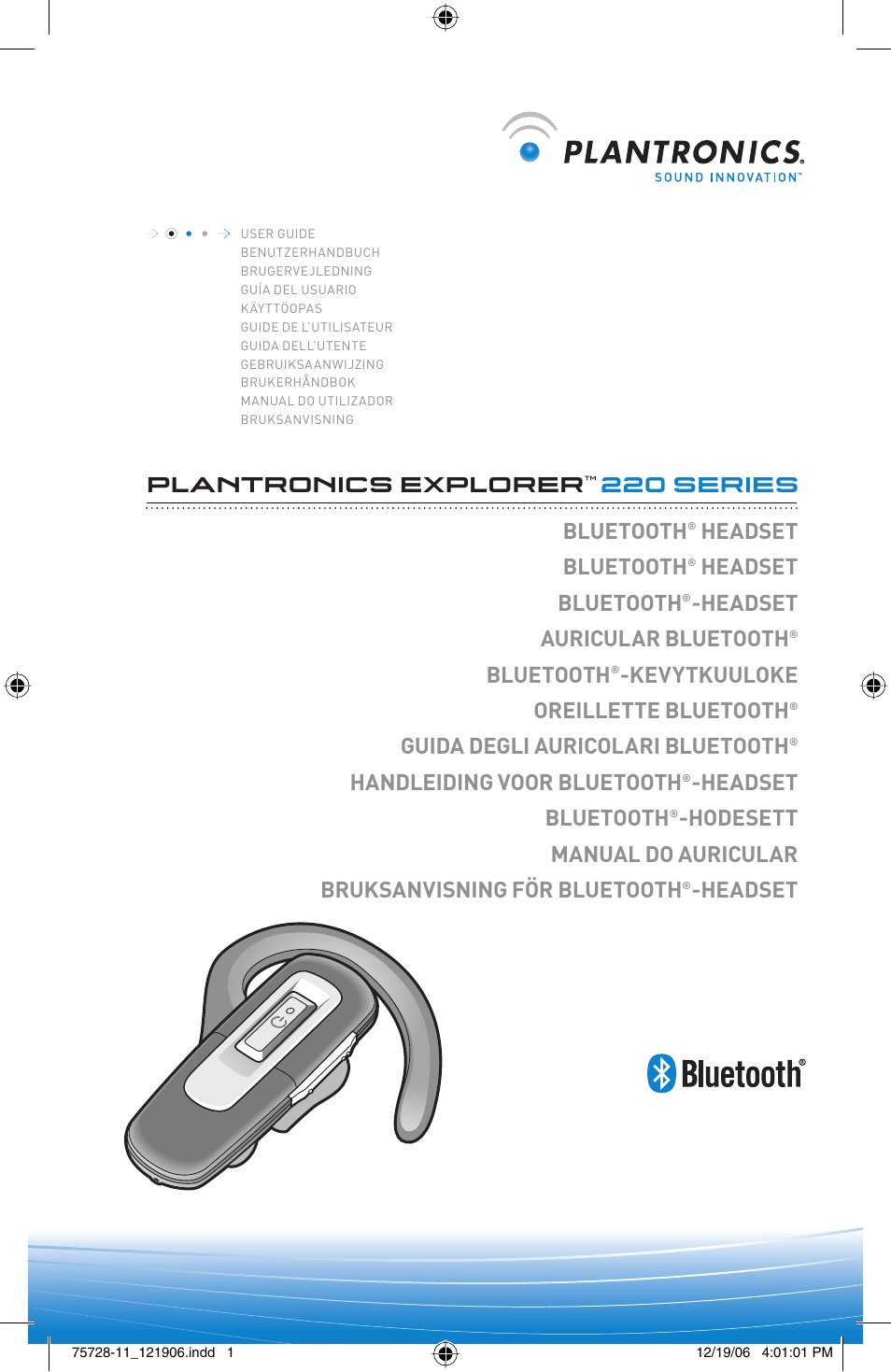 Plantronics BLUETOOTH HEADSET 220 SERIES User Manual | 40 pages