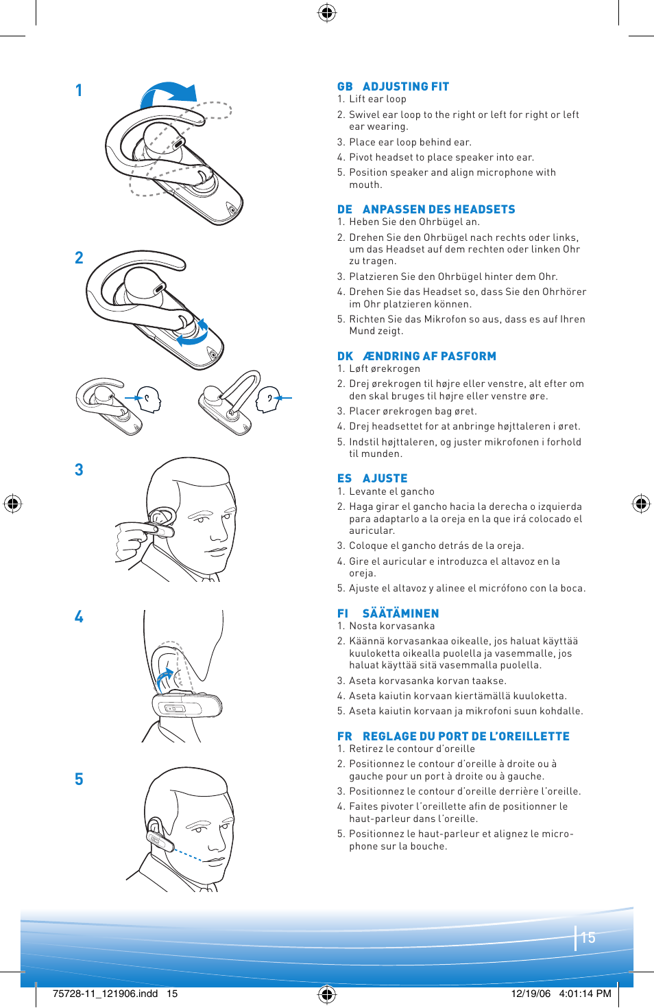 Plantronics BLUETOOTH HEADSET 220 SERIES User Manual | Page 15 / 40