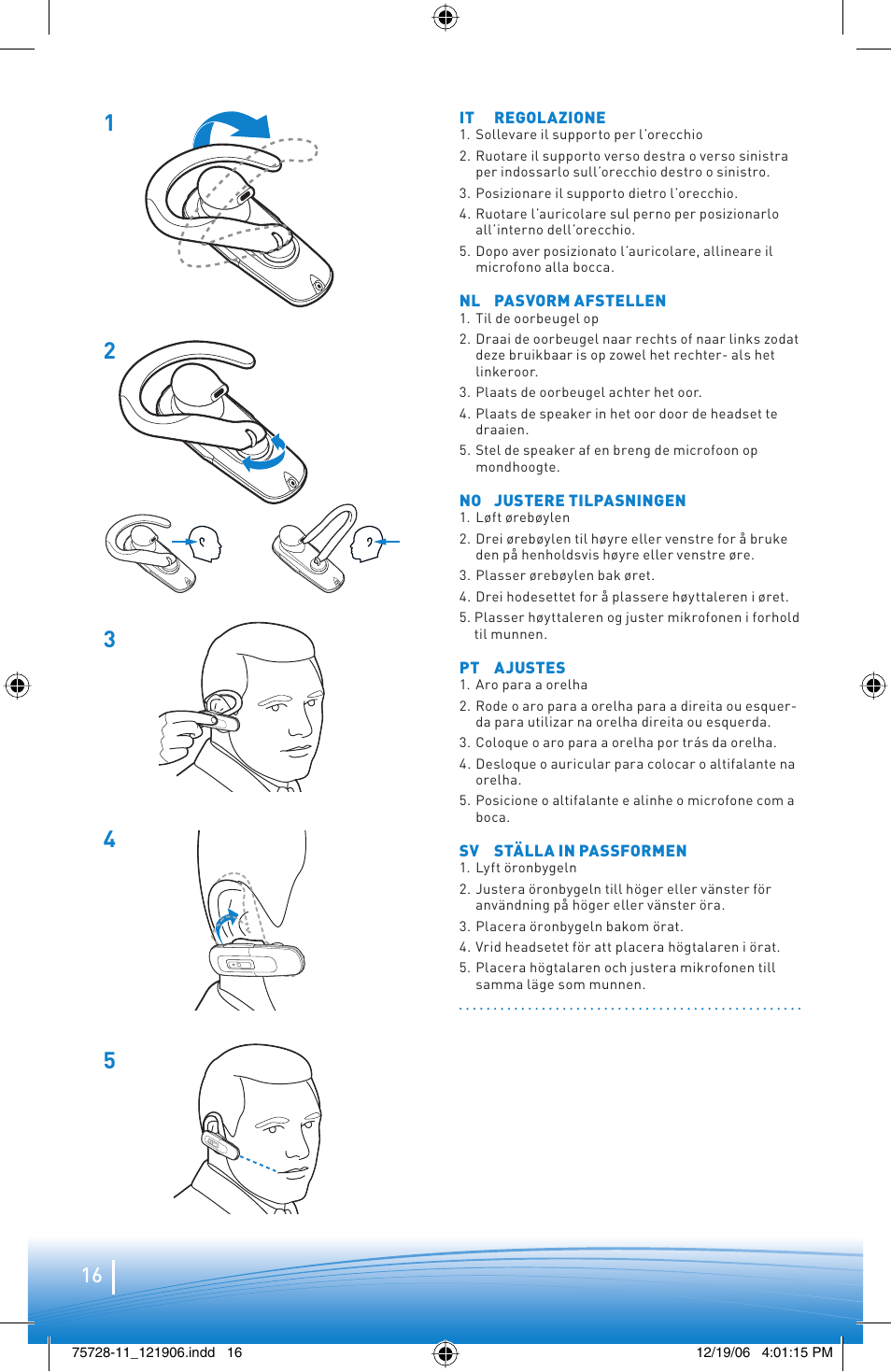 Plantronics BLUETOOTH HEADSET 220 SERIES User Manual | Page 16 / 40