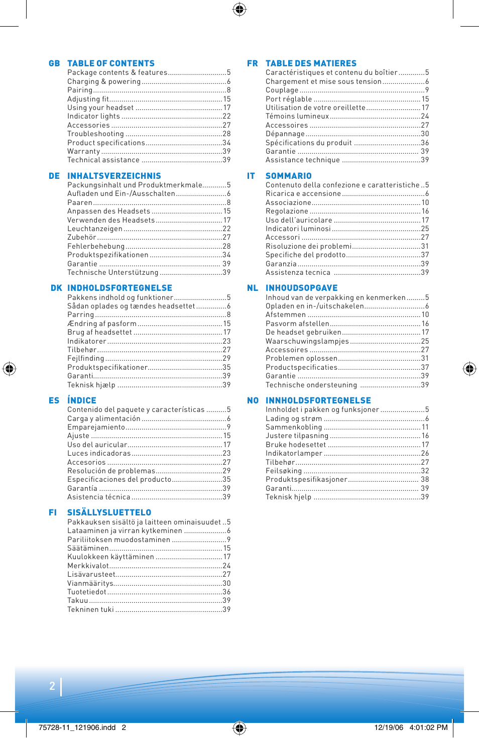 Plantronics BLUETOOTH HEADSET 220 SERIES User Manual | Page 2 / 40