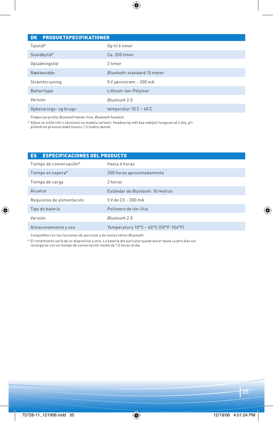 Plantronics BLUETOOTH HEADSET 220 SERIES User Manual | Page 35 / 40