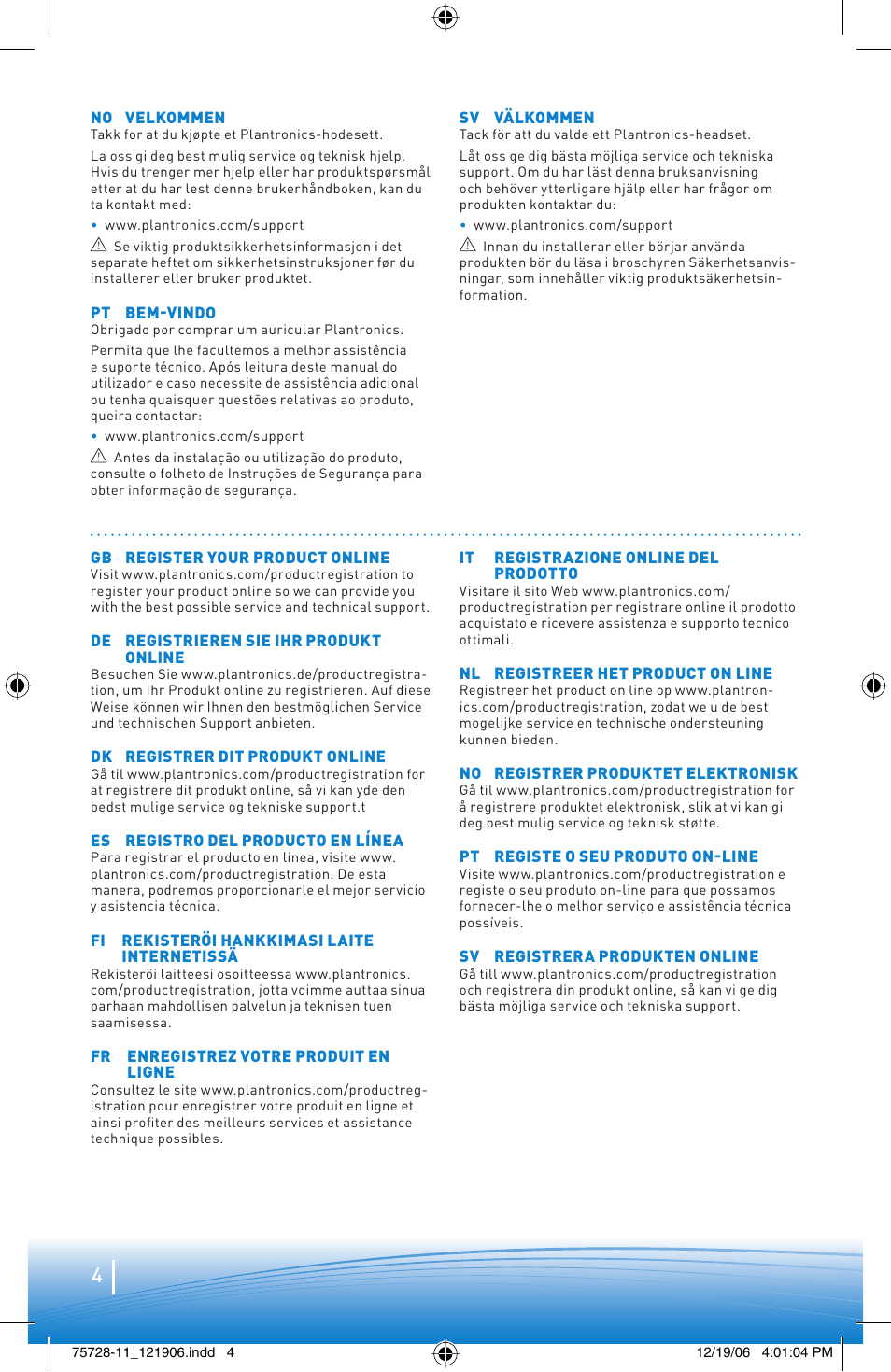 Plantronics BLUETOOTH HEADSET 220 SERIES User Manual | Page 4 / 40