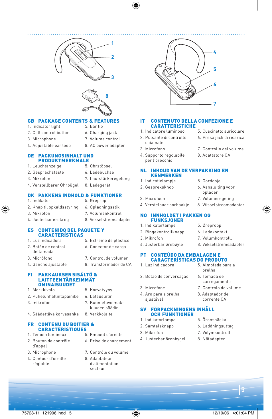 Plantronics BLUETOOTH HEADSET 220 SERIES User Manual | Page 5 / 40