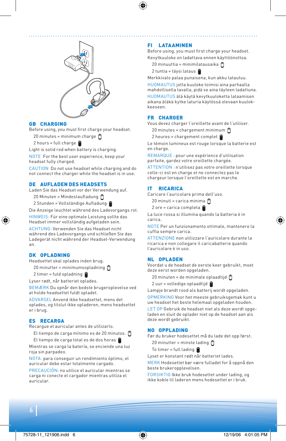 Plantronics BLUETOOTH HEADSET 220 SERIES User Manual | Page 6 / 40