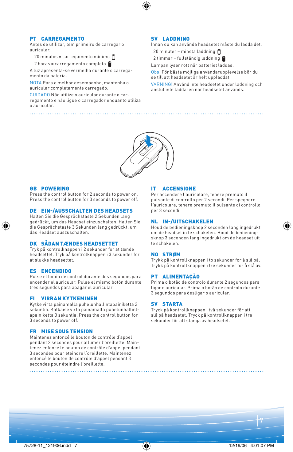 Plantronics BLUETOOTH HEADSET 220 SERIES User Manual | Page 7 / 40