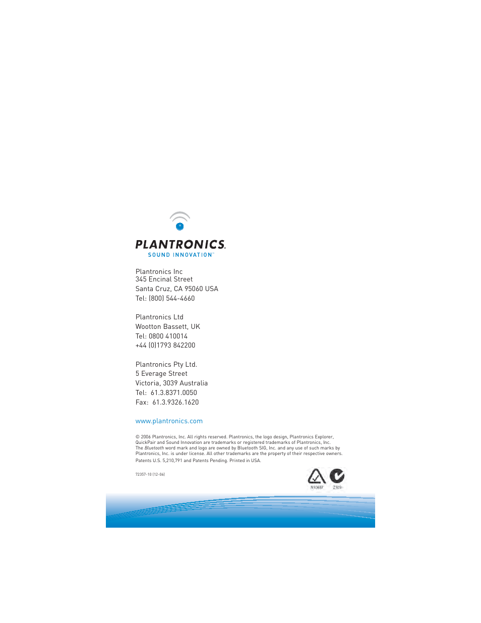 Plantronics explorer 220 User Manual | Page 12 / 12