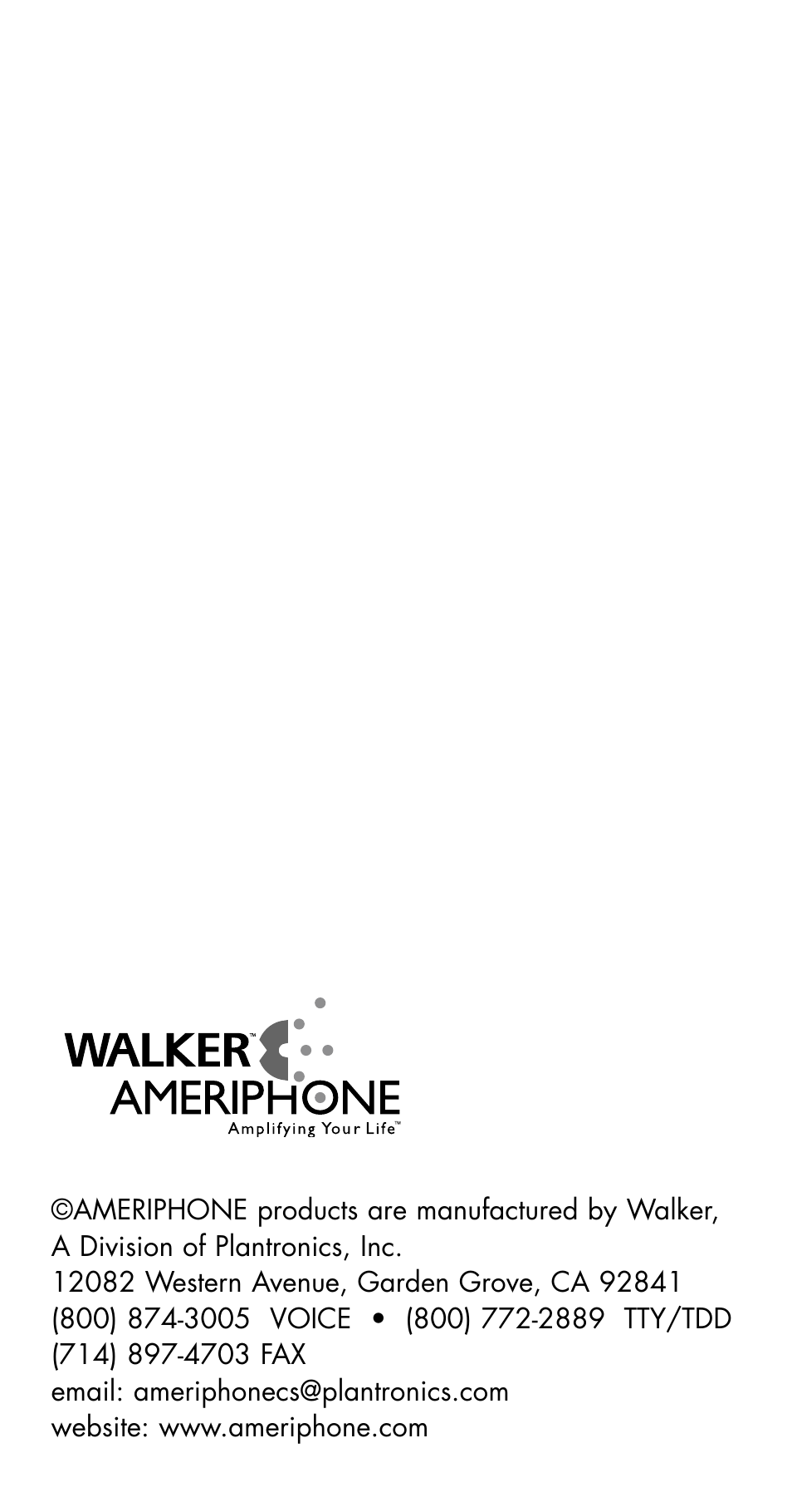 Plantronics Walker Ameriphone Fire Alarm User Manual | 12 pages