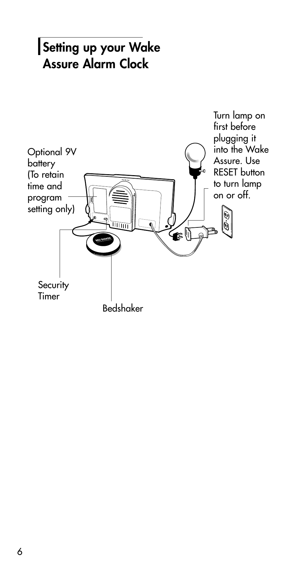 Setting up your wake assure alarm clock | Plantronics Walker Ameriphone Fire Alarm User Manual | Page 7 / 12