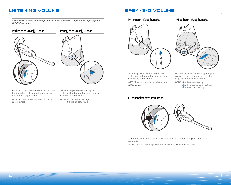 Listening volume speaking volume | Plantronics CS55 User Manual | Page 8 / 13