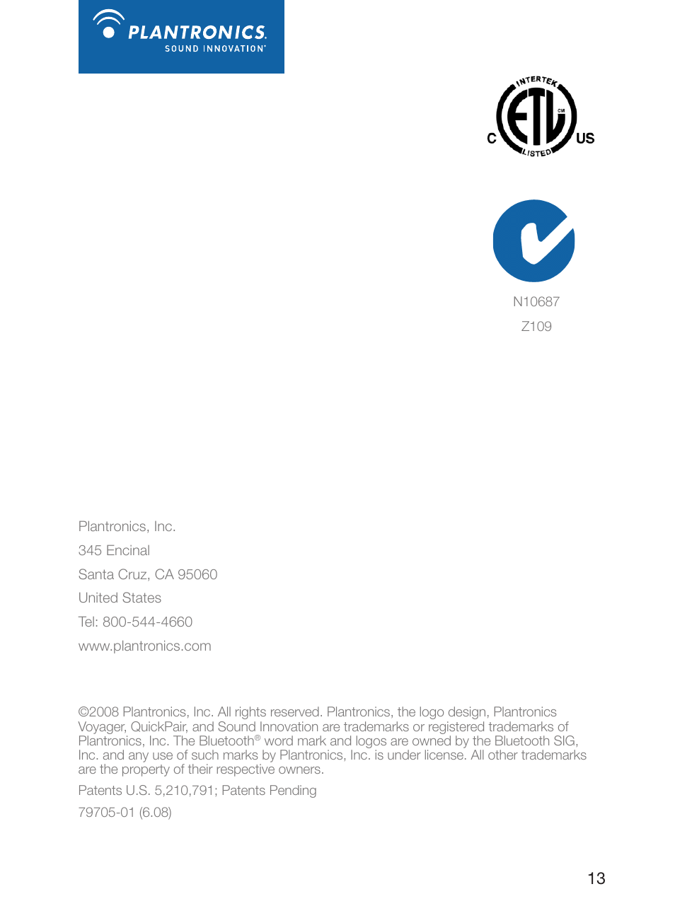 Plantronics Voyager 835 User Manual | Page 17 / 17