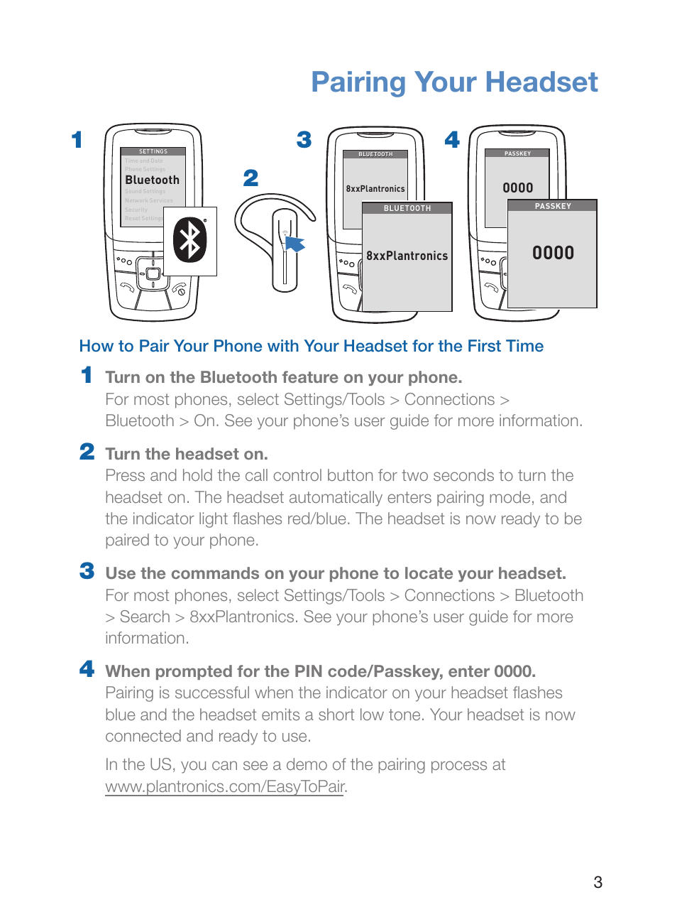 Pairing your headset | Plantronics Voyager 835 User Manual | Page 7 / 17