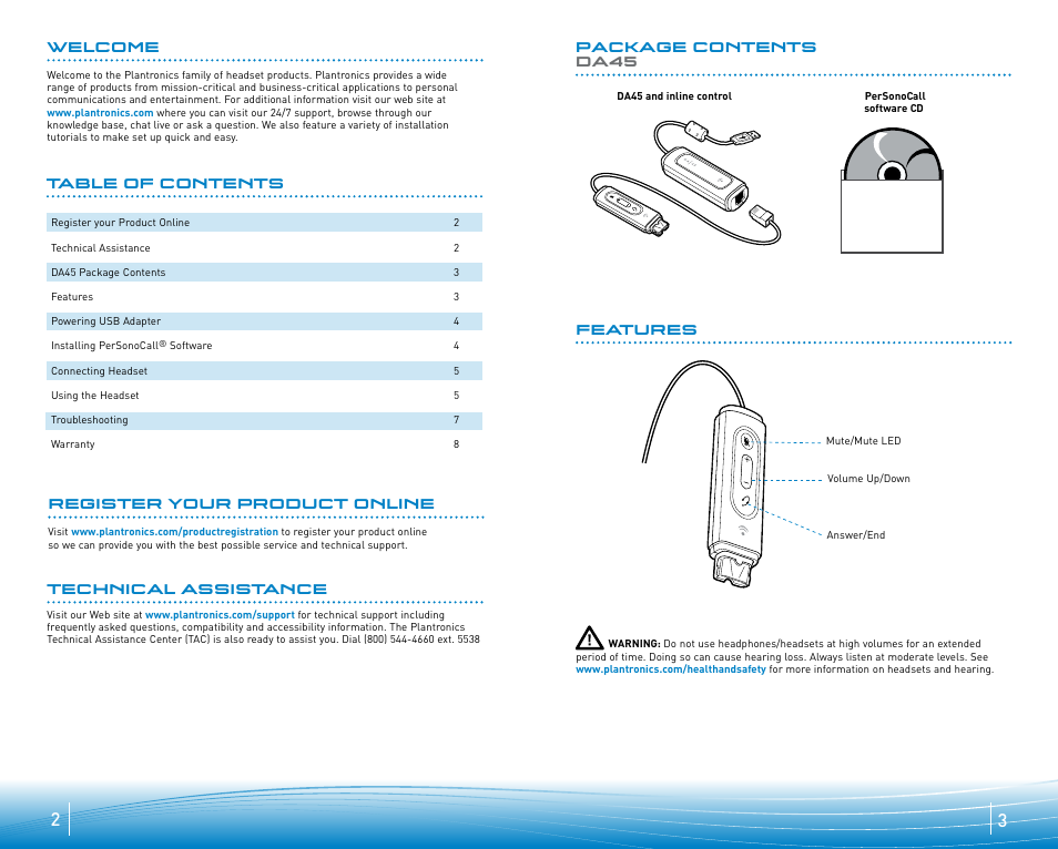 Plantronics DA45 User Manual | Page 2 / 5