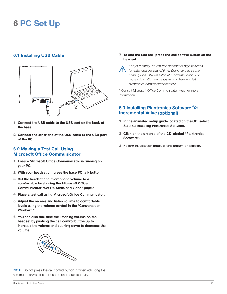 6pc set up | Plantronics WO101 User Manual | Page 12 / 25