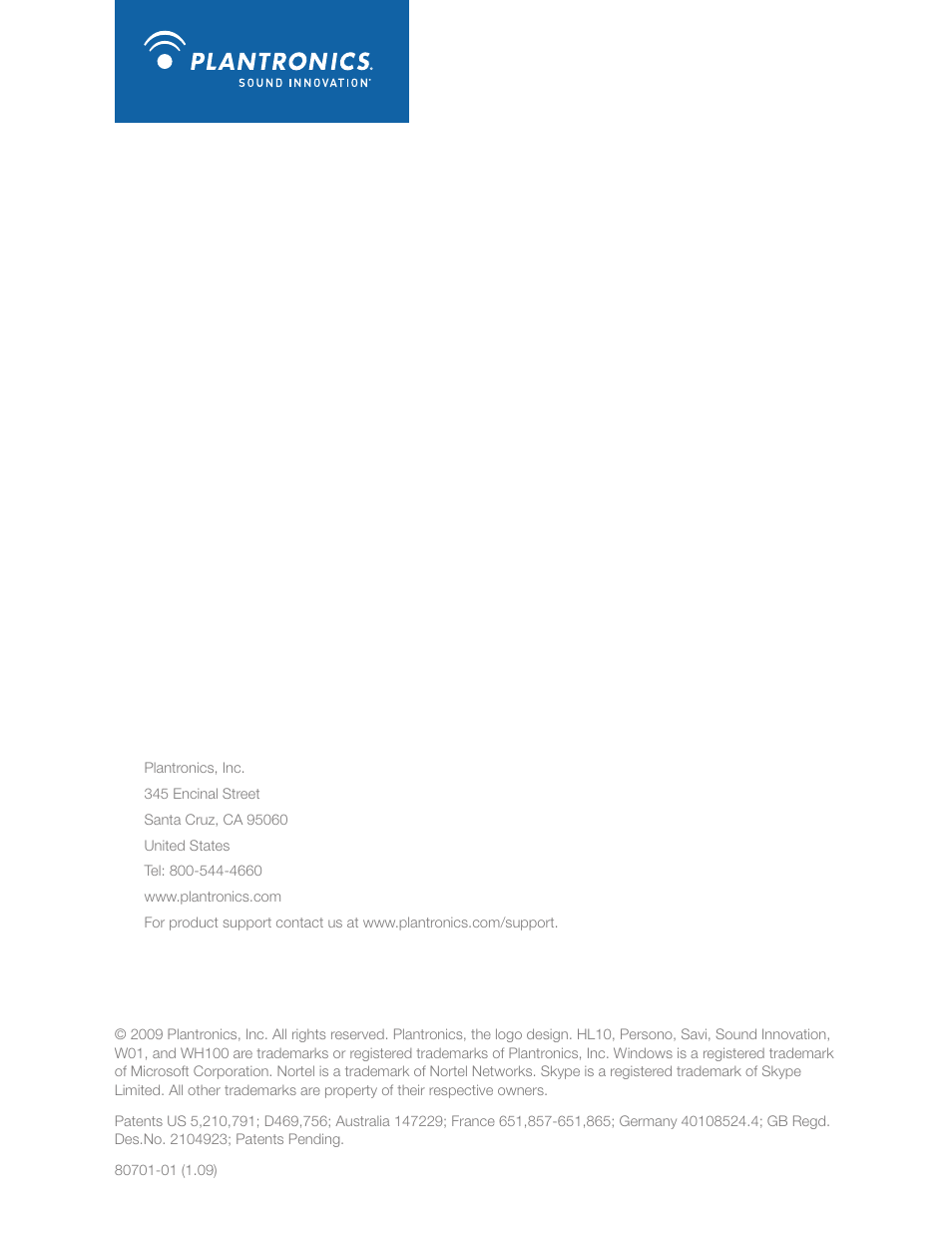 Plantronics WO100 User Manual | Page 28 / 28