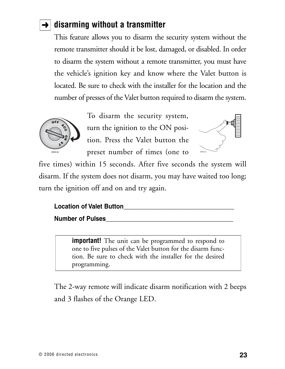 Disarming without a transmitter | Python 702 User Manual | Page 22 / 53