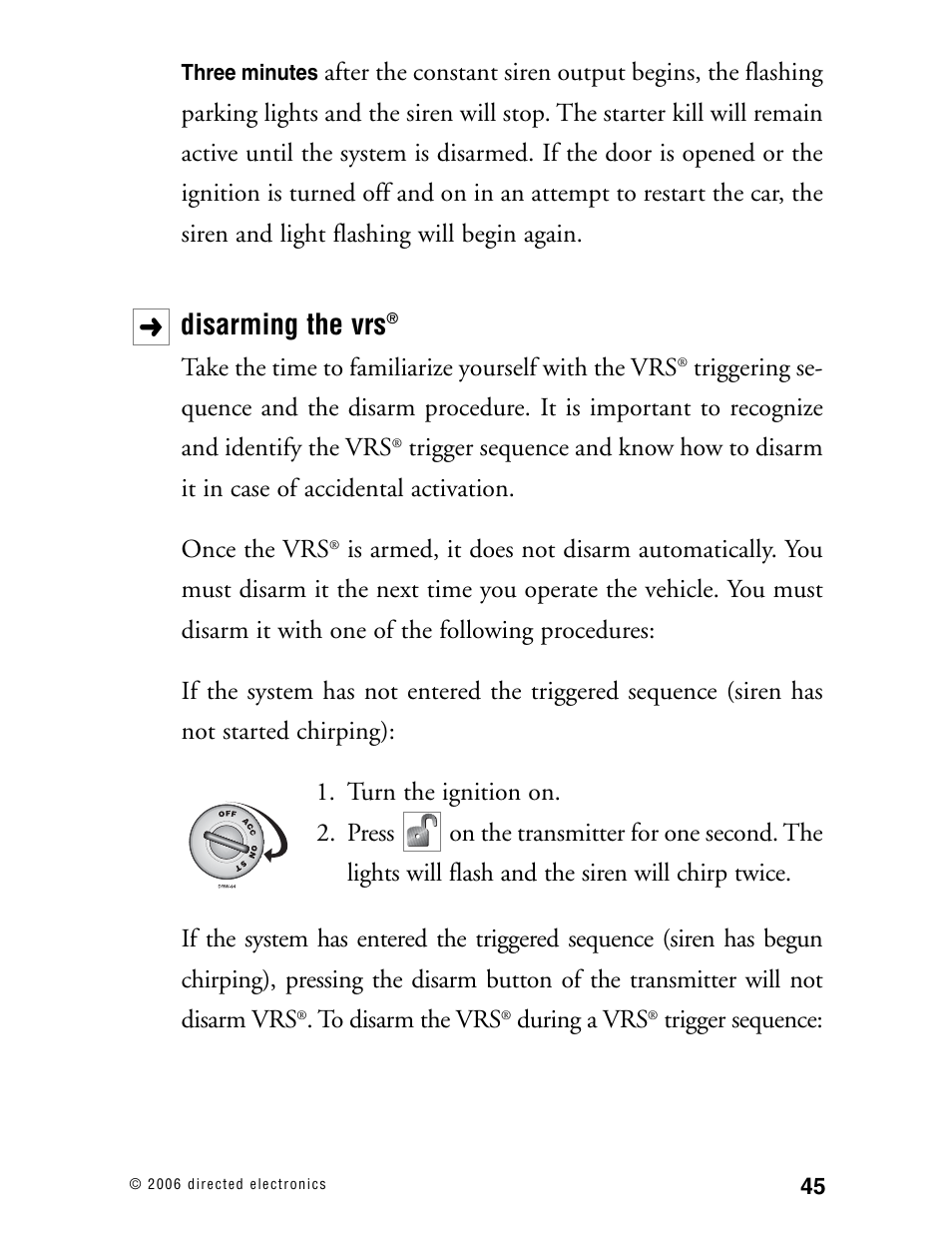Disarming the vrs | Python 702 User Manual | Page 44 / 53
