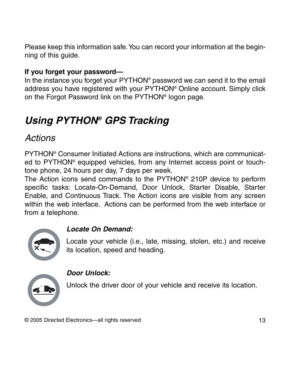 Using python, Gps tracking, Actions | Python GPS tracking User Manual | Page 12 / 32