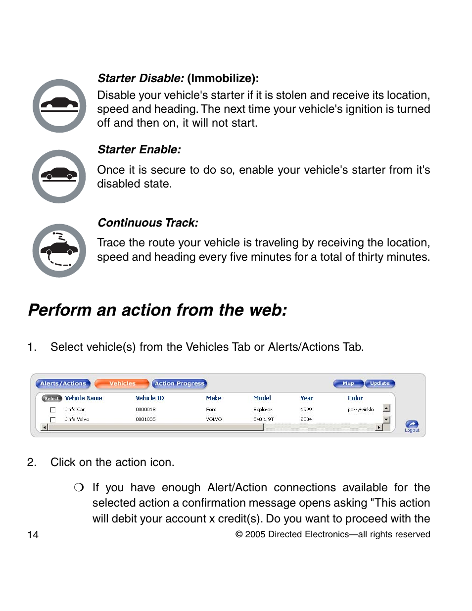 Perform an action from the web | Python GPS tracking User Manual | Page 13 / 32