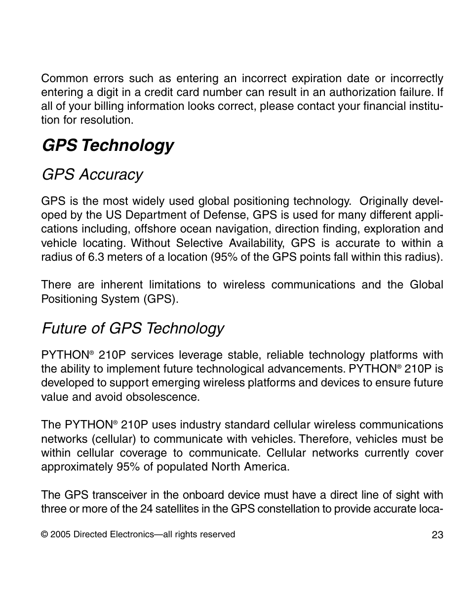 Gps technology, Gps accuracy, Future of gps technology | Python GPS tracking User Manual | Page 22 / 32