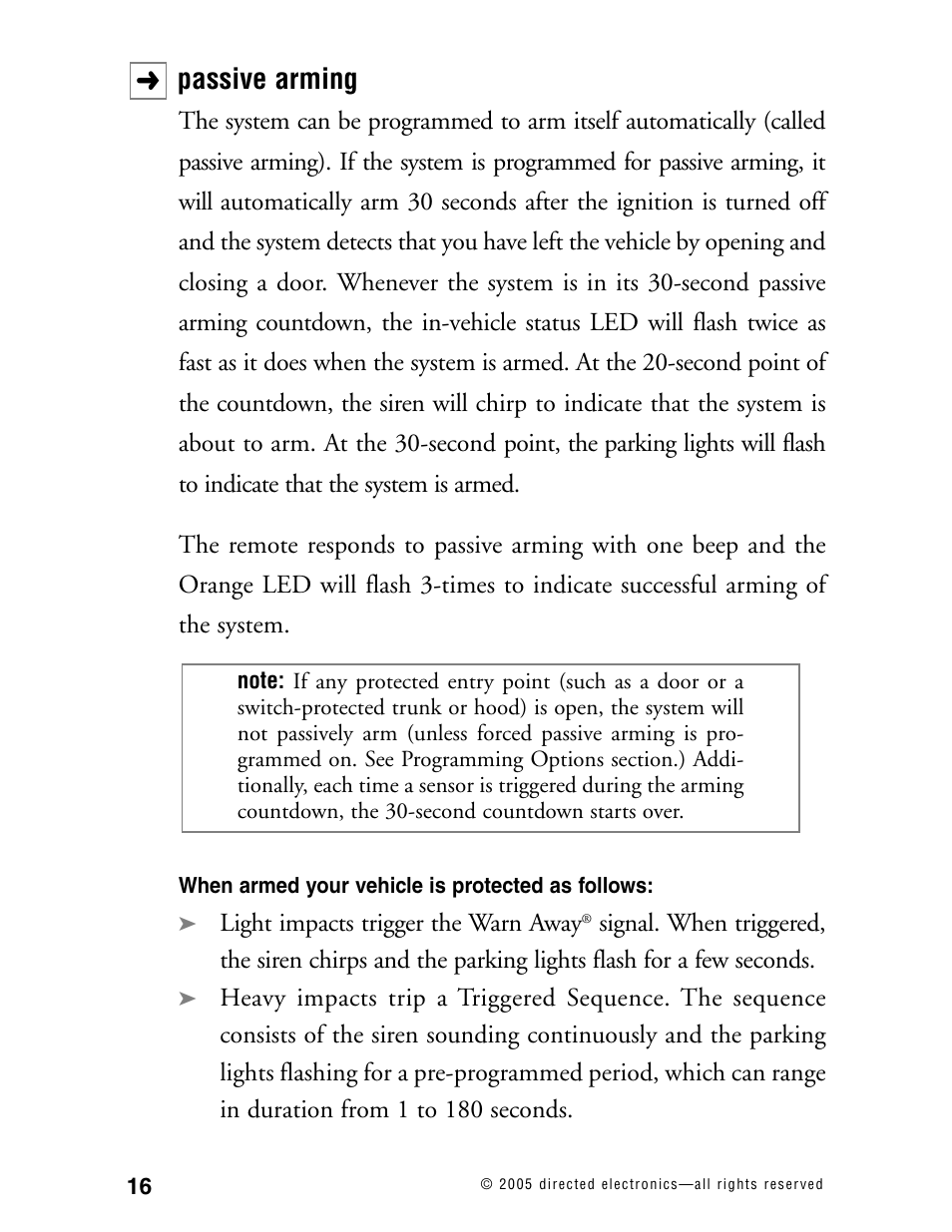 Passive arming | Python 871XP User Manual | Page 19 / 52