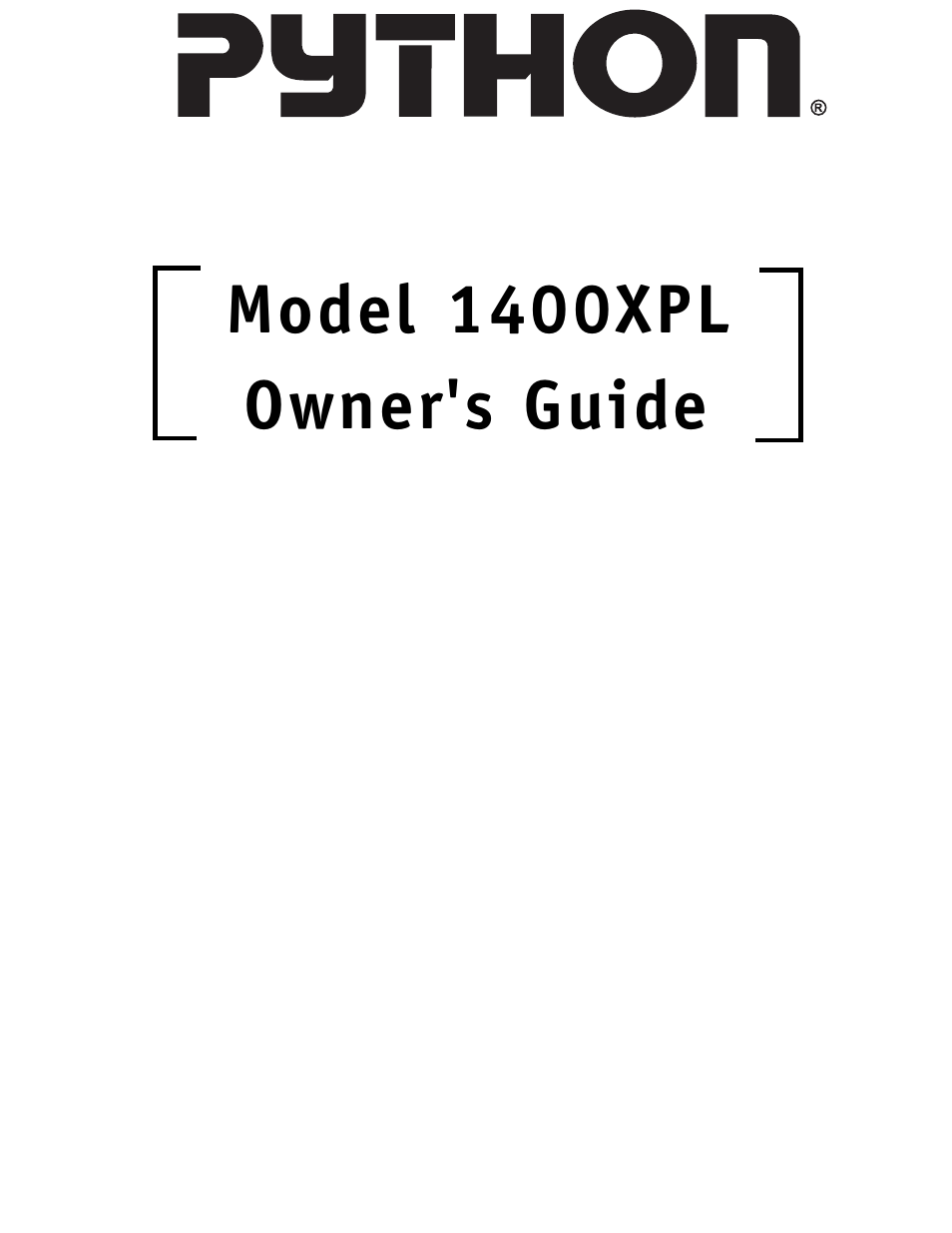 Python 1400XPL User Manual | 30 pages