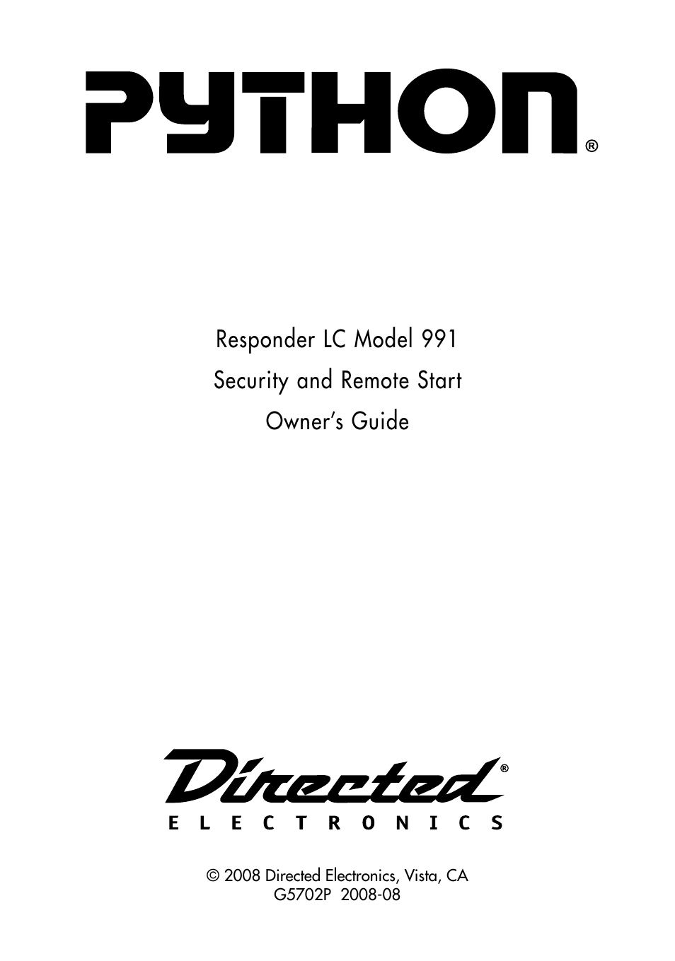 Python 991 User Manual | 60 pages