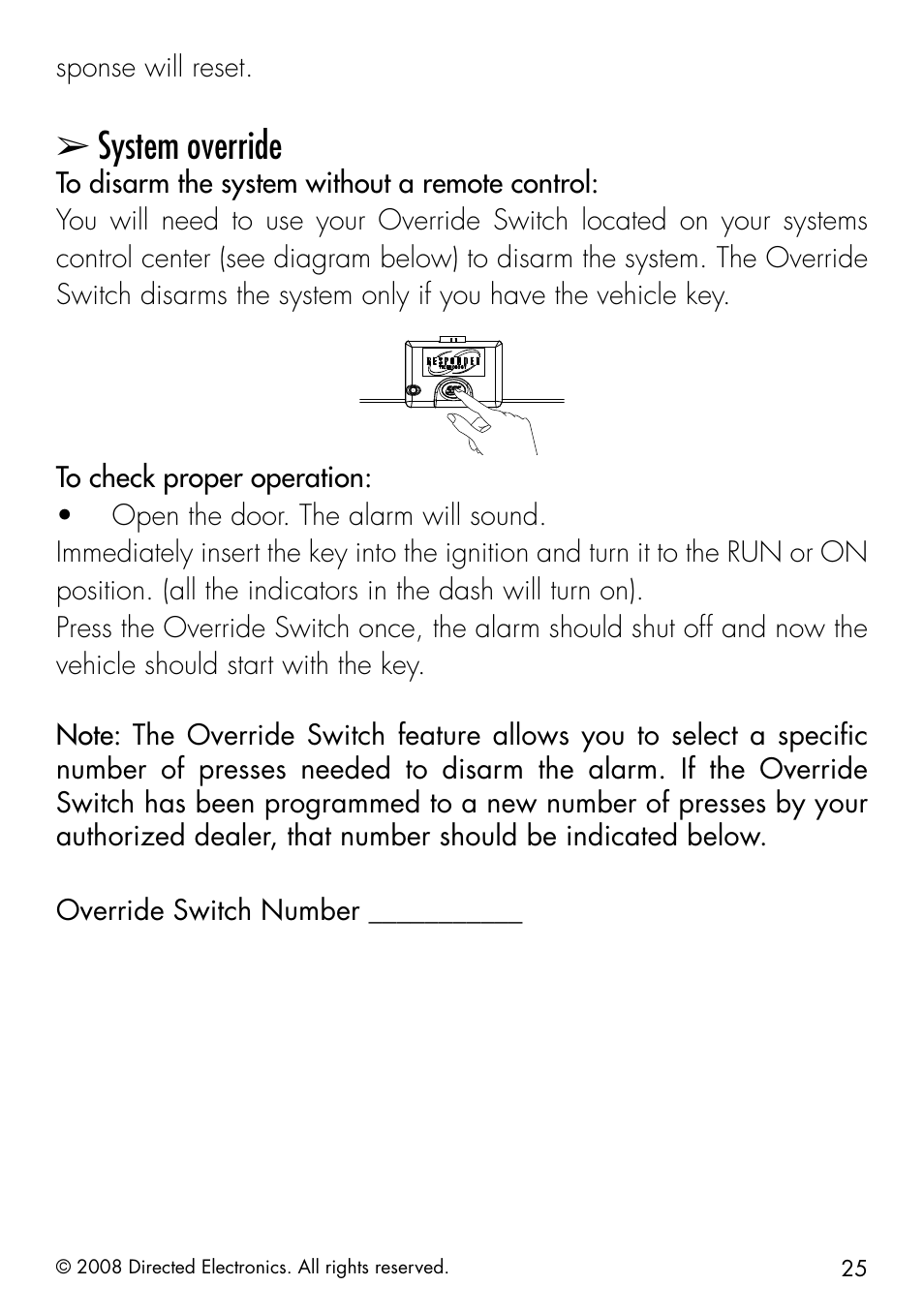 System override | Python 991 User Manual | Page 25 / 60