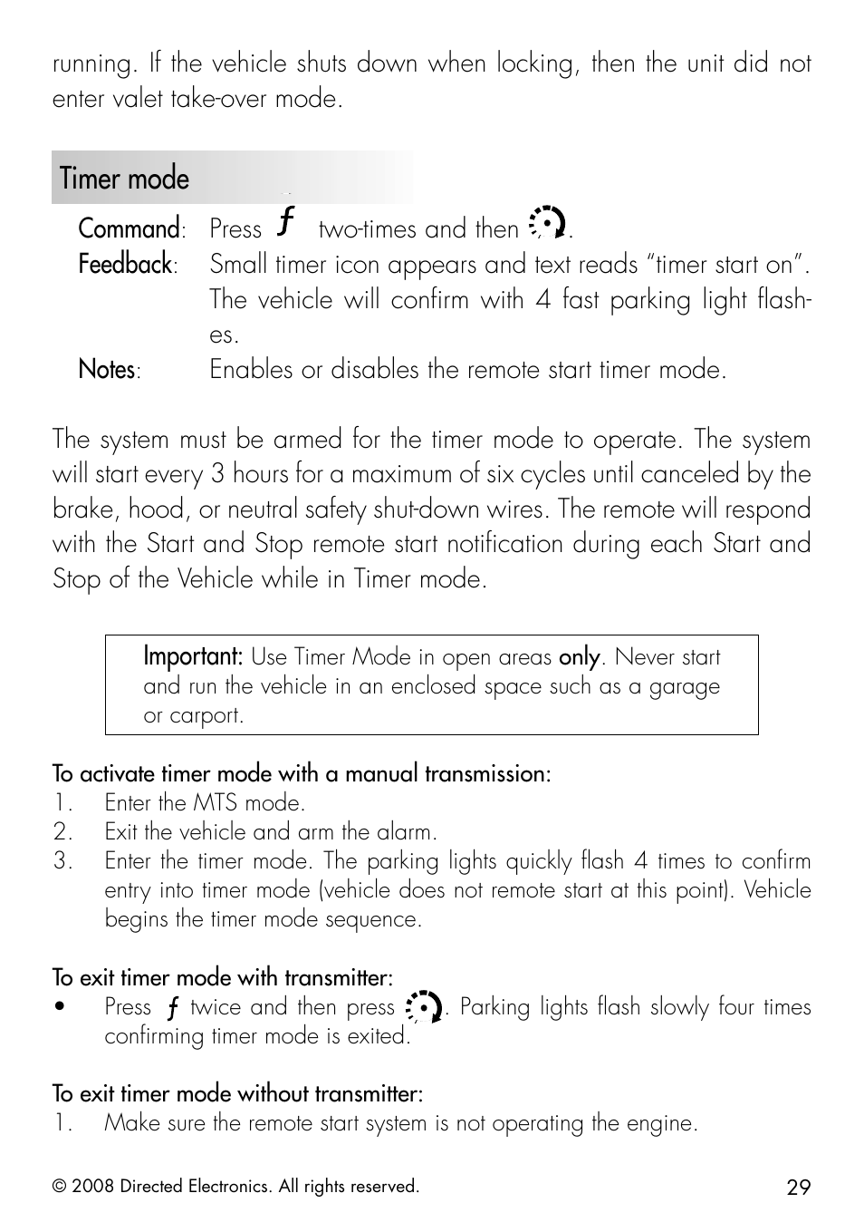 Timer mode | Python 991 User Manual | Page 29 / 60