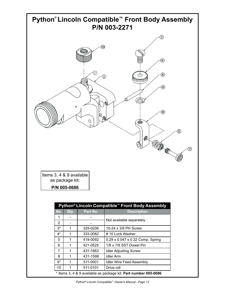 Python, Lincoln compatible | Python 232-835 User Manual | Page 20 / 30