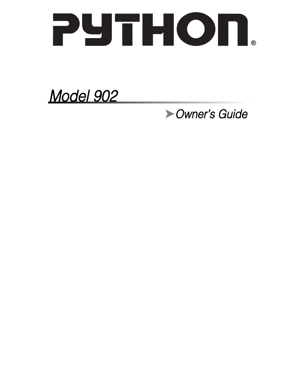 Python Model 902 User Manual | 61 pages