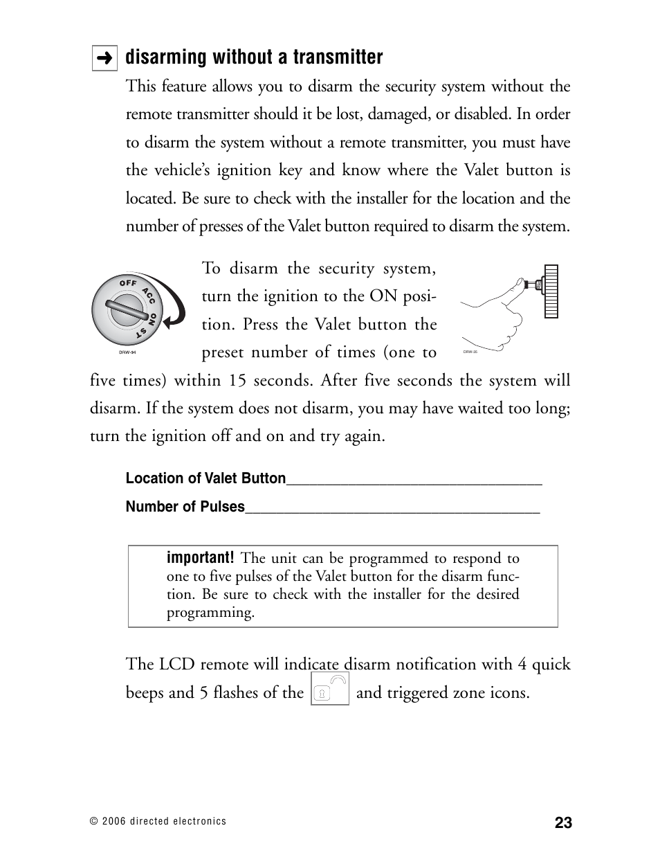 Disarming without a transmitter | Python Model 902 User Manual | Page 28 / 61
