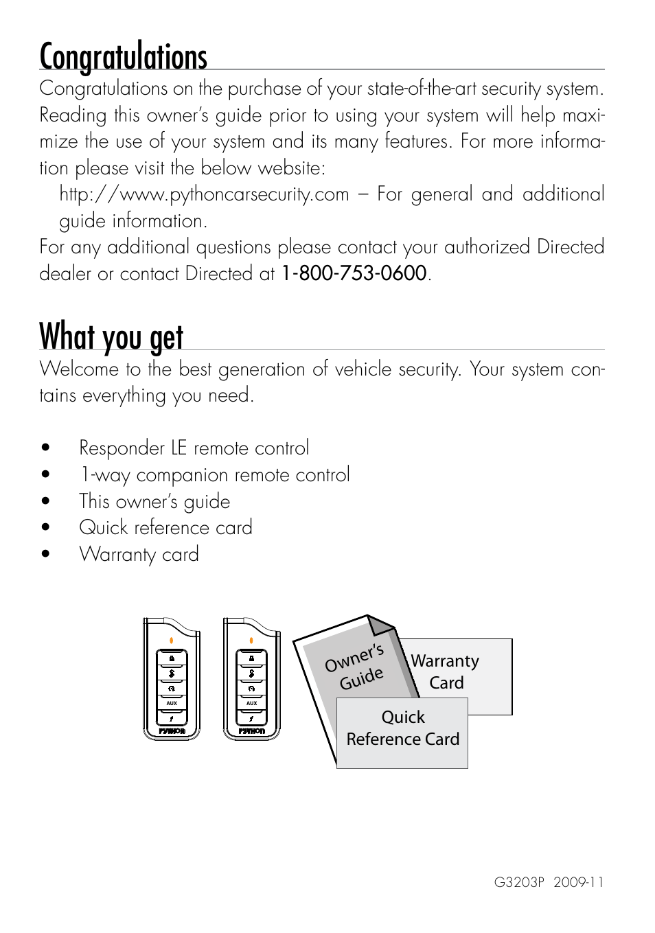 What you get | Python 323 User Manual | Page 2 / 41