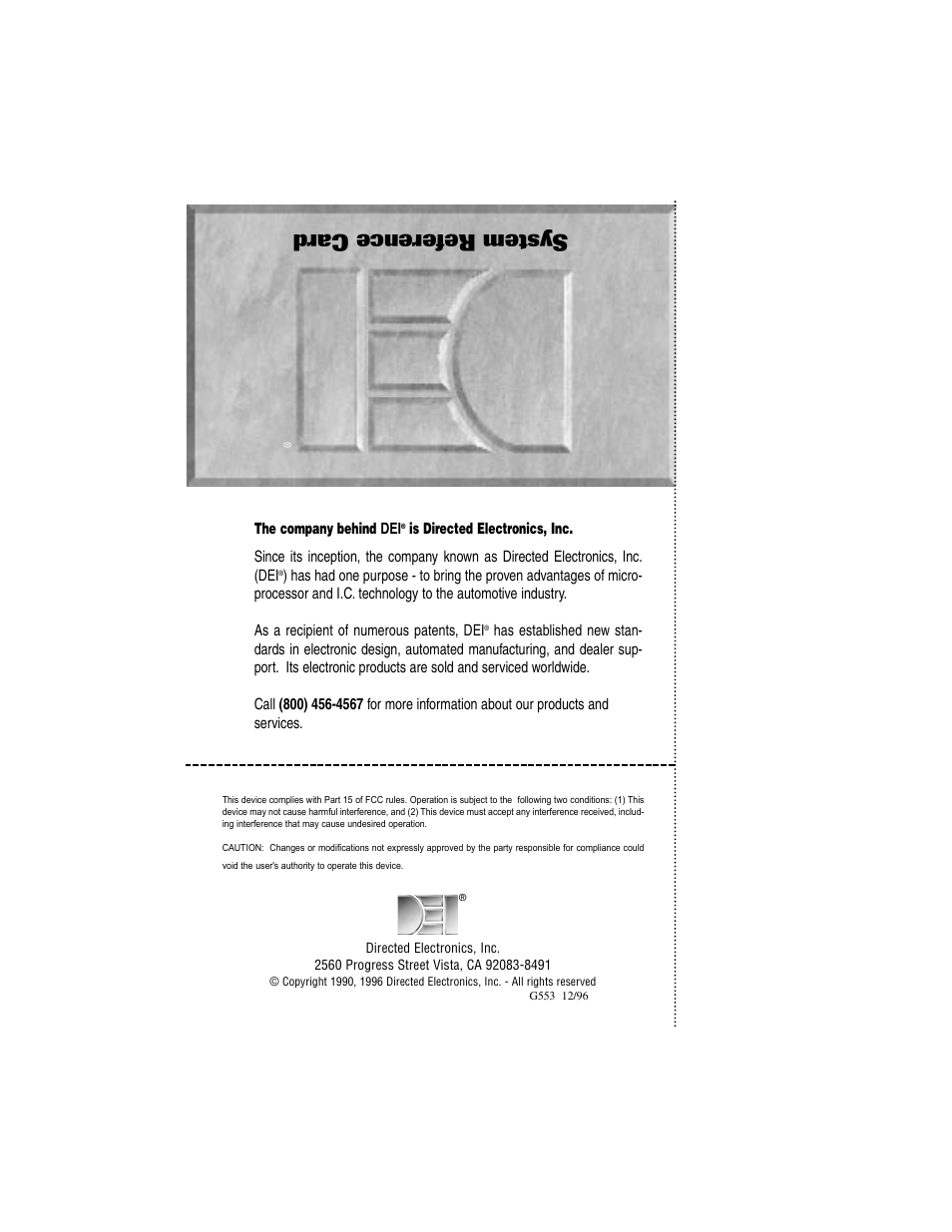 System ref erence car d | Python 1500HF User Manual | Page 20 / 20