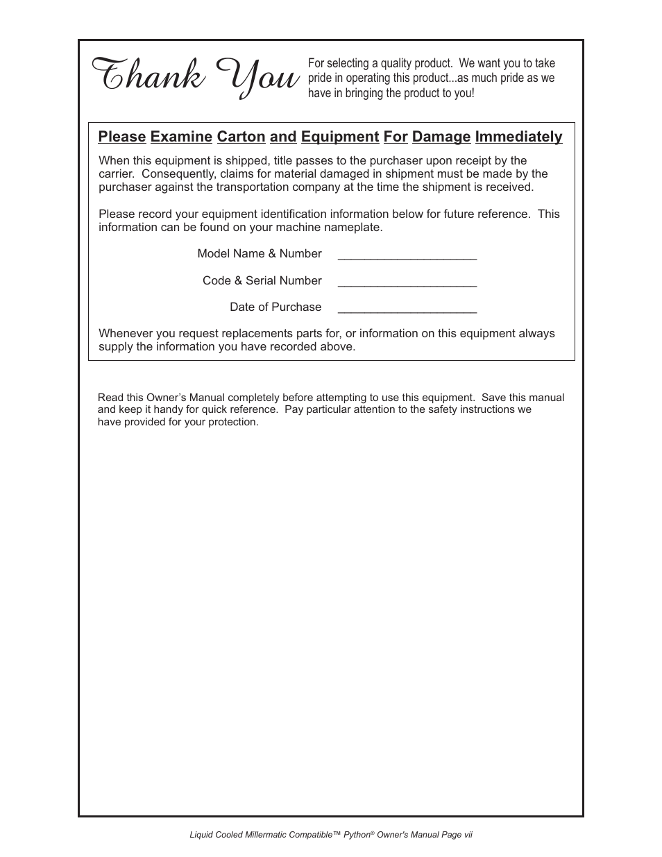 Python LIQUID COOLED MILLERMATIC COMPATIBLE 248-8XX User Manual | Page 11 / 32