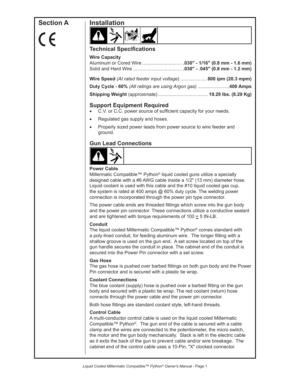 Python LIQUID COOLED MILLERMATIC COMPATIBLE 248-8XX User Manual | Page 12 / 32