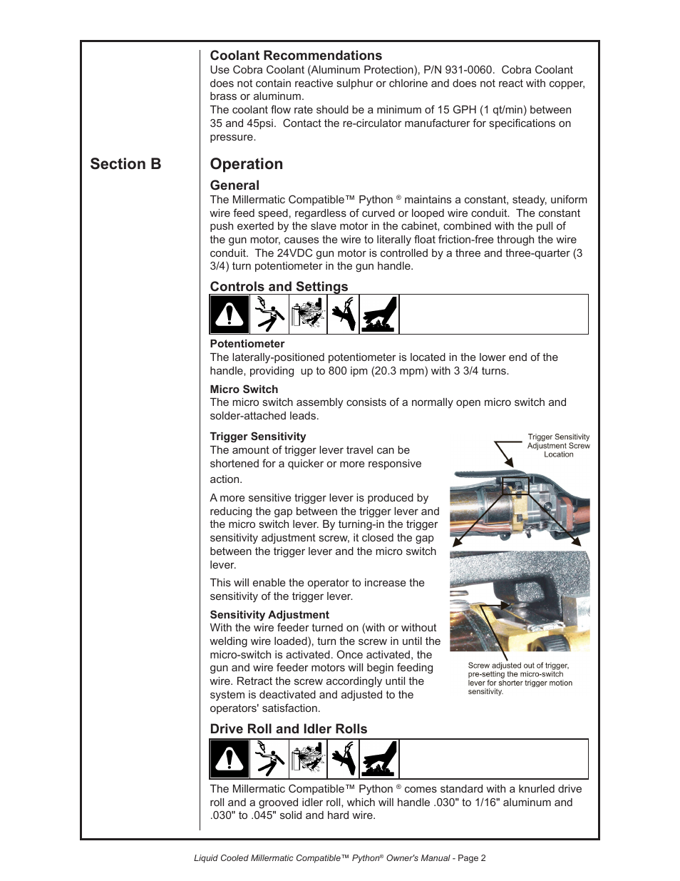 Python LIQUID COOLED MILLERMATIC COMPATIBLE 248-8XX User Manual | Page 13 / 32