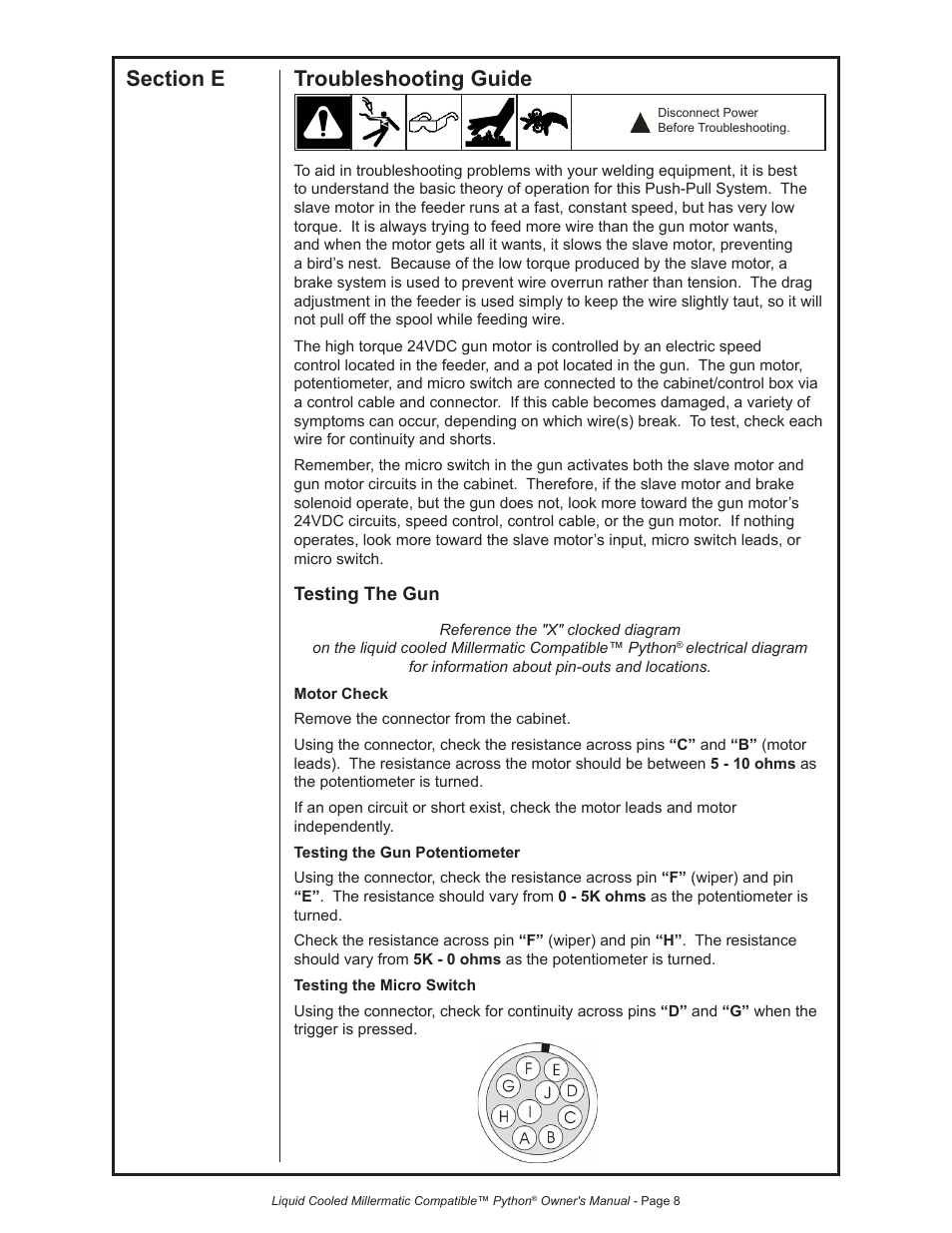 Python LIQUID COOLED MILLERMATIC COMPATIBLE 248-8XX User Manual | Page 19 / 32