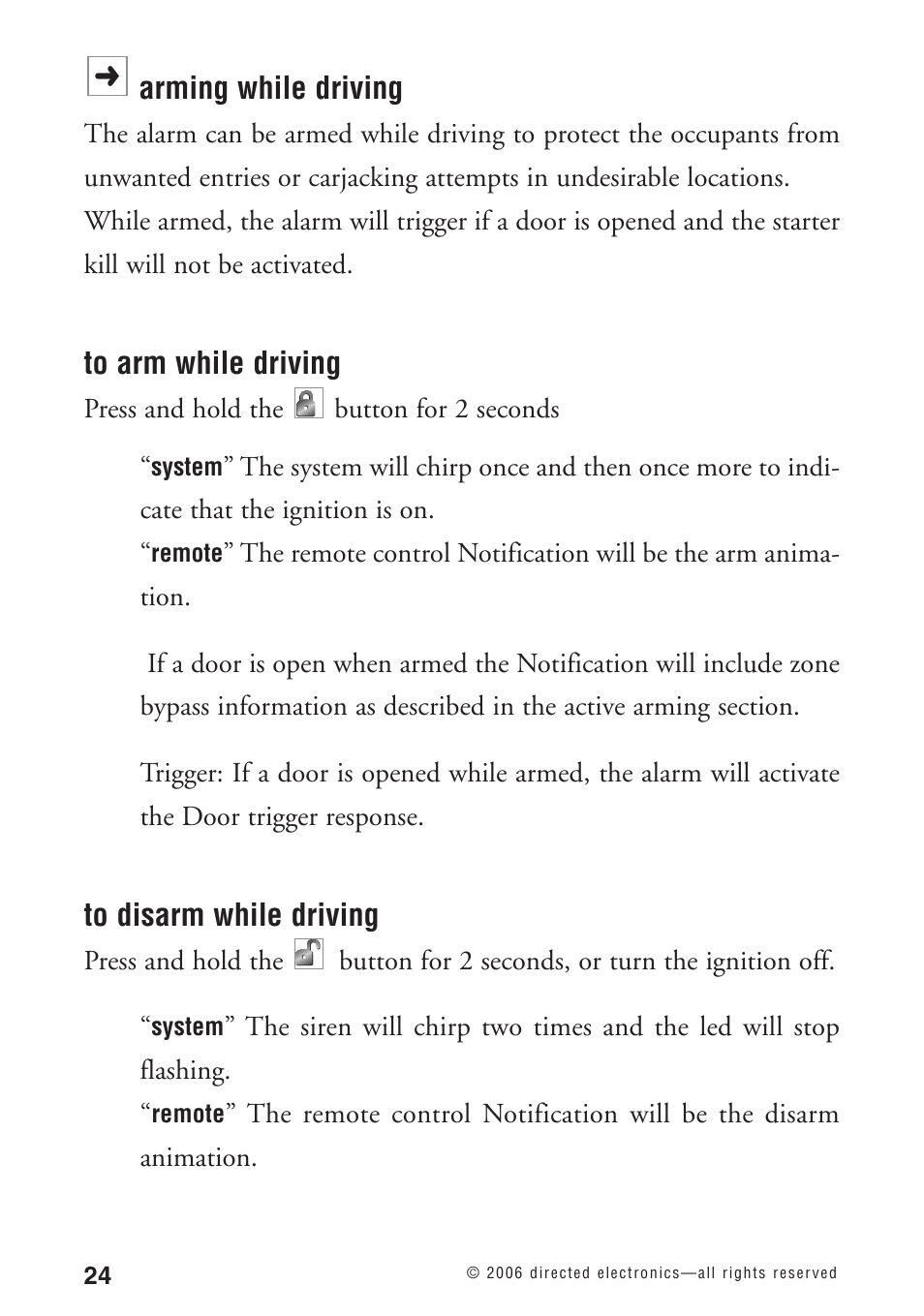 Arming while driving | Python 1090 User Manual | Page 28 / 60
