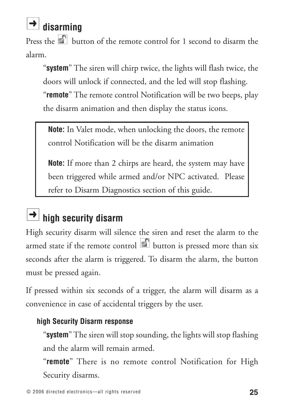 Disarming, High security disarm | Python 1090 User Manual | Page 29 / 60