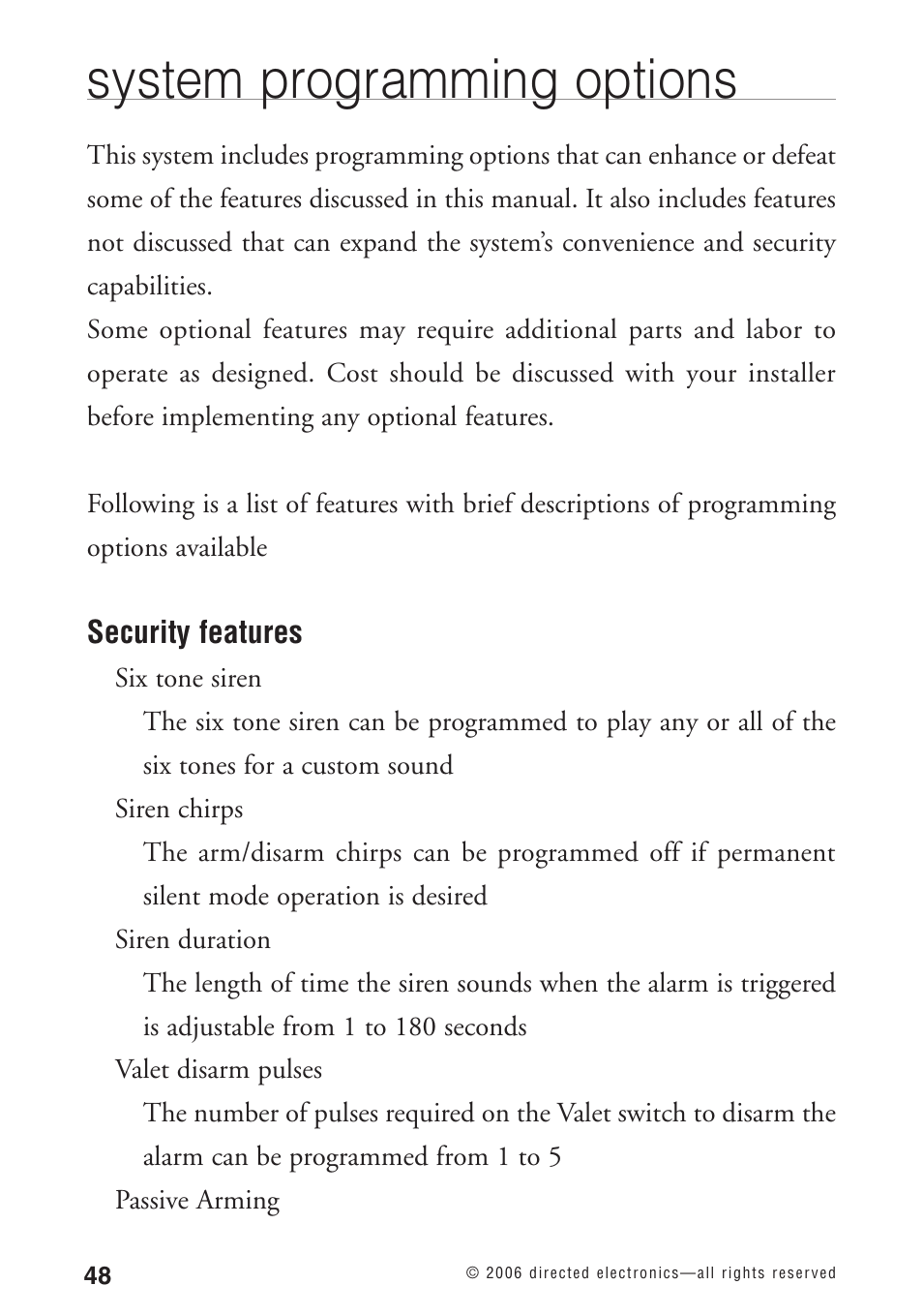 System programming options | Python 1090 User Manual | Page 52 / 60