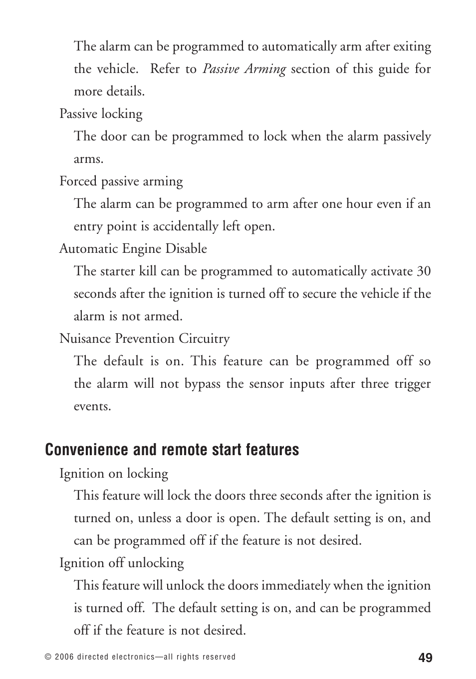 Convenience and remote start features | Python 1090 User Manual | Page 53 / 60
