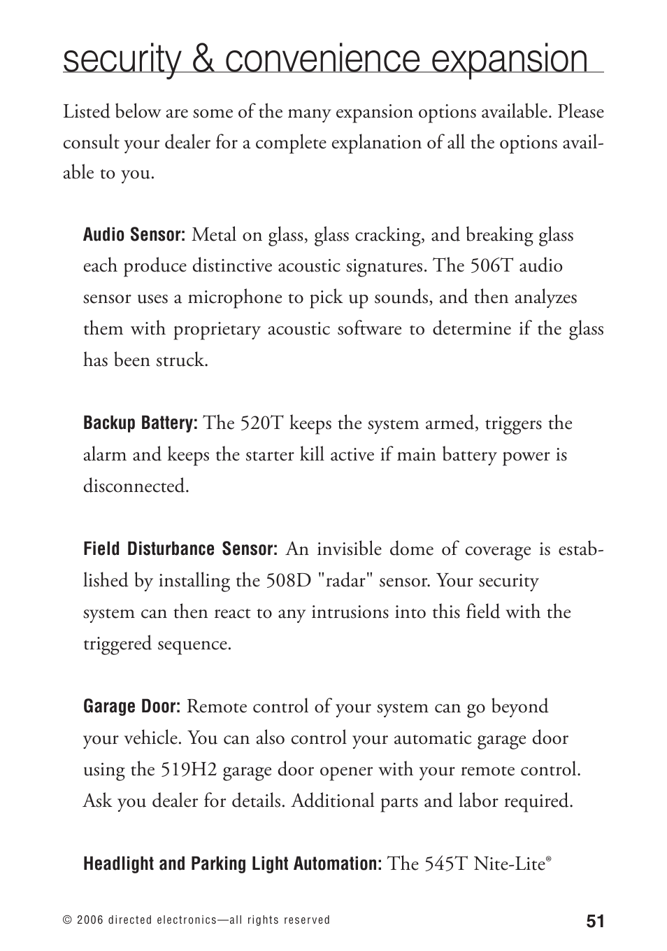 Security & convenience expansion | Python 1090 User Manual | Page 55 / 60