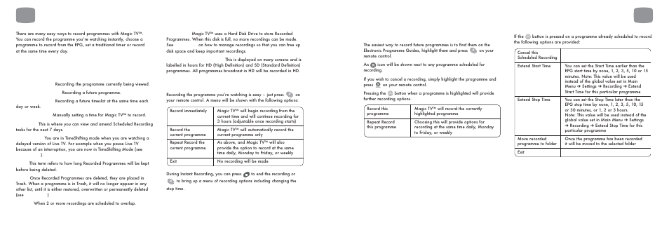 1 basic magic tv™ recording terms, 2 instant recording, 3 recording from the epg | Recording and playback | Pixel Magic Systems MTV5000 User Manual | Page 19 / 33