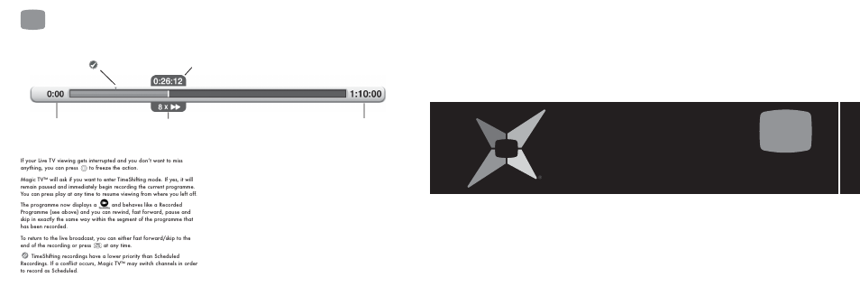 The playback timebar, 10 timeshifting & pausing live tv, Magic tv™ settings | Pixel Magic Systems MTV5000 User Manual | Page 23 / 33