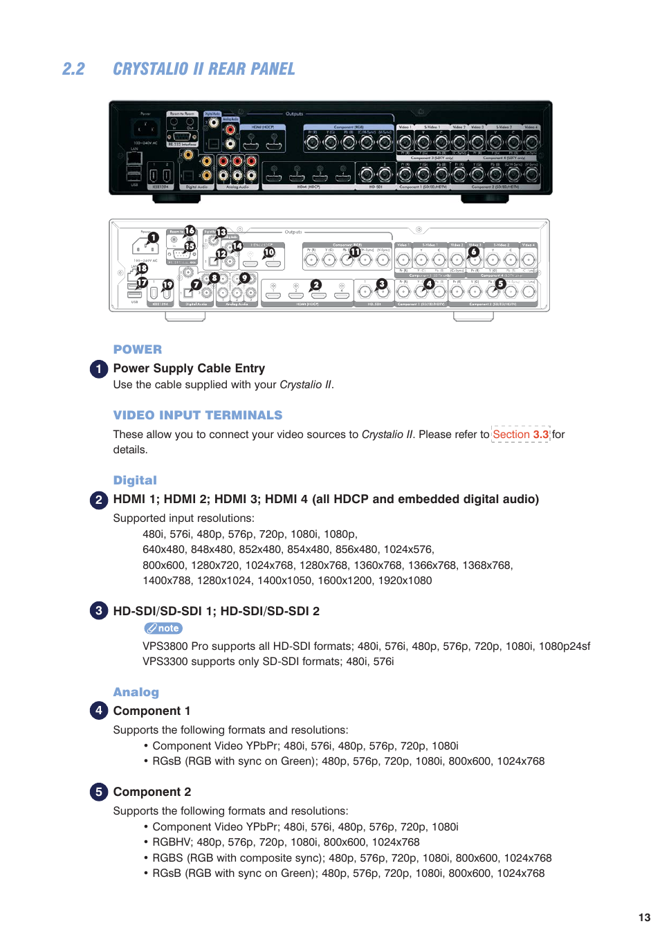 2 crystalio ii rear panel | Pixel Magic Systems VPS3800 User Manual | Page 13 / 83