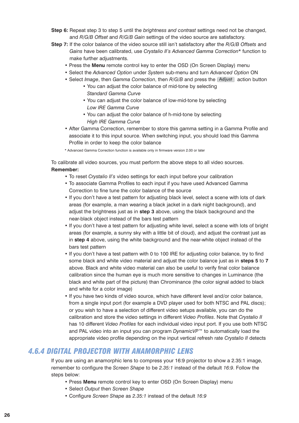 4 digital projector with anamorphic lens | Pixel Magic Systems VPS3800 User Manual | Page 26 / 83